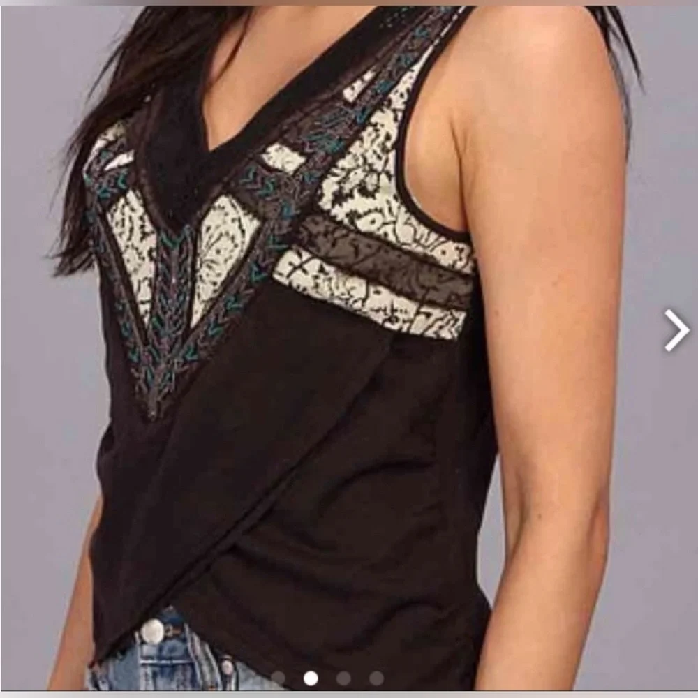 Free People Sahara Wrapped Crochet Beaded Tank Top - Picture 2 of 10